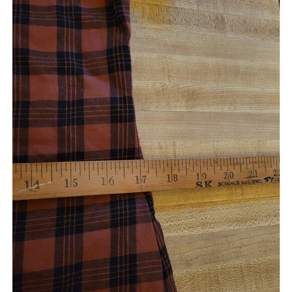 Ben Shermen Short Sleeve Mini Plaid Shift Dress Rustic Brown Black Womens Medium - Picture 8 of 9